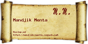 Mandjik Menta névjegykártya